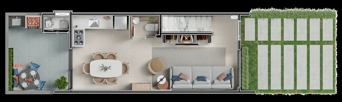 Planta baixa casa 2 dormitórios - térreo