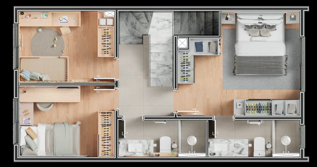 Planta baixa da casa de 4 dormitórios — 2º pavimento